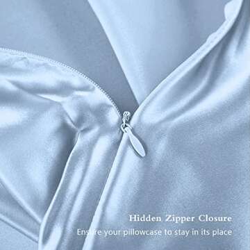 Silk Pillowcase for Hair and Skin, Mulberry Silk Pillow Cases Queen Size, Anti Acne Cooling Beauty Sleep Both Sides Natural Silk Satin Pillowcases with Hidden Zipper, Gifts for Women Men, Haze Blue