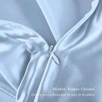 Silk Pillowcase for Hair and Skin, Mulberry Silk Pillow Cases Queen Size, Anti Acne Cooling Beauty Sleep Both Sides Natural Silk Satin Pillowcases with Hidden Zipper, Gifts for Women Men, Haze Blue