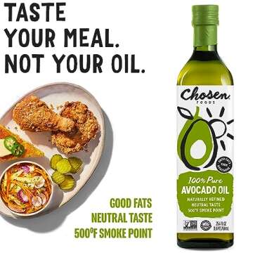 Chosen Foods 100% Pure Avocado Oil, Keto and Paleo Diet Friendly, Kosher Oil for Baking, High-Heat C...