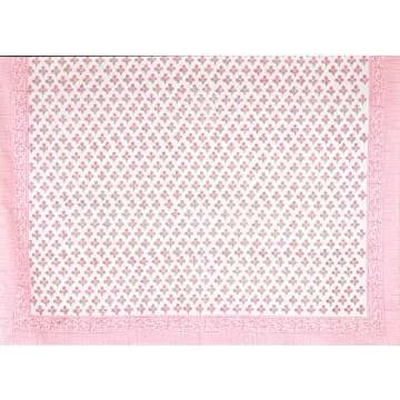 ATOSII Gulbahar White Pink 100% Cotton Fall Rectangle Tablecloth, Hand Block Print Washable Table Cover, Christmas Parties Buffet Dining, Weddings, Thanksgiving, Halloween, 60 X 90 Inches, 6 Seater