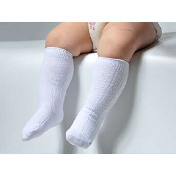 EPEIUS Seamless Cable Knit Knee High Socks for Babies
