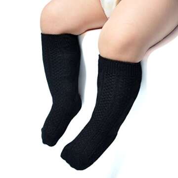 EPEIUS Seamless Cable Knit Knee High Socks for Babies