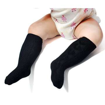 EPEIUS Seamless Cable Knit Knee High Socks for Babies