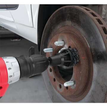 Performance Tool W80105 Wheel Hub Resurfacing Kit - Quick Rust Removal for Lug Studs and Rotors, Fits Power Drill, Includes Holder and 5 Pads