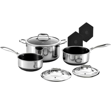 HexClad 6-Piece Hybrid Nonstick Pot Set - Versatile & Durable