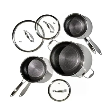 HexClad 6-Piece Hybrid Nonstick Pot Set - Versatile & Durable