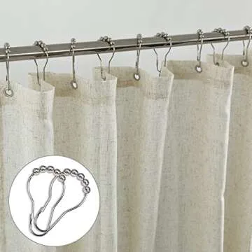 Textured Fabric Shower Curtain Liner Set with Hooks Waterproof Luxury Natural Linen Neutral Tone Burlap Woven Look Vintage Country Style Rustic Shower Curtains for Bathroom,Tan Beige,72x72 Inch
