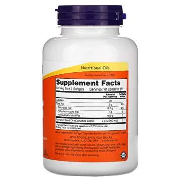 Now Foods Pumpkin Seed Oil 1000mg Soft-gels – 200 Count