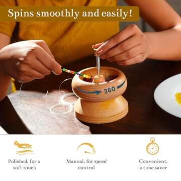 Clay Bead Spinner with Big Eye Beading Needle & 3mtr Wire - Seed Bead Spinner for Jewelry Making Kit...