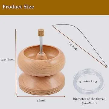 Clay Bead Spinner with Big Eye Beading Needle & 3mtr Wire - Seed Bead Spinner for Jewelry Making Kit - Necklace Bracelet Maker Wooden Birthday Gifts - Pinewood