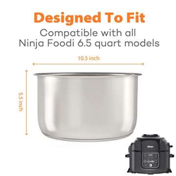 Sicheer Stainless Steel Inner Pot Replacement Insert Liner Accessory Compatible with Ninja Foodi 6.5...