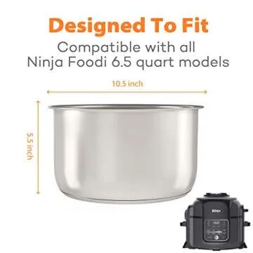 Sicheer Stainless Steel Inner Pot Replacement Insert Liner Accessory Compatible with Ninja Foodi 6.5...