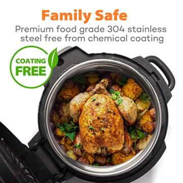 Sicheer Stainless Steel Inner Pot Replacement Insert Liner Accessory Compatible with Ninja Foodi 6.5 Quart