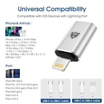 TechMatte USB C to Lightning Adapter, [2 Pack] 27W PD Fast Charging Compatible with iPhone/iPad/iPod/AirPods iOS Devices, Support Data Transfer, Not Support Headphones/OTG, with Anti-Lost Holder