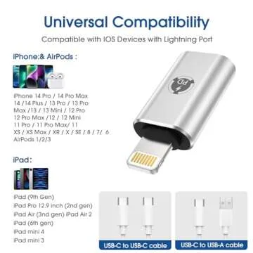 TechMatte USB C to Lightning Adapter, [2 Pack] 27W PD Fast Charging Compatible with iPhone/iPad/iPod/AirPods iOS Devices, Support Data Transfer, Not Support Headphones/OTG, with Anti-Lost Holder