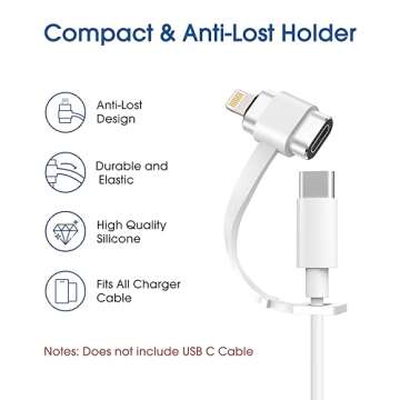 TechMatte USB C to Lightning Adapter, [2 Pack] 27W PD Fast Charging Compatible with iPhone/iPad/iPod/AirPods iOS Devices, Support Data Transfer, Not Support Headphones/OTG, with Anti-Lost Holder