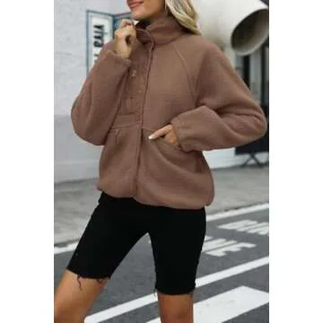 Nirovien Womens Fuzzy Fleece Jacket for Stylish Warmth