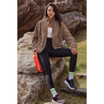 Nirovien Womens Fuzzy Fleece Jacket for Stylish Warmth