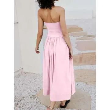 Loafawes Strapless Maxi Dress for Summer Comfort and Style
