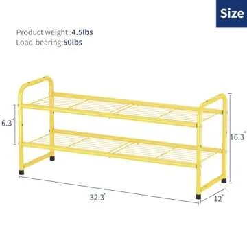 SUFAUY Shoes Rack Shelf for Closet Metal Stackable Shoe Storage Organizer, Wire Grid, 2-Tier, Gold