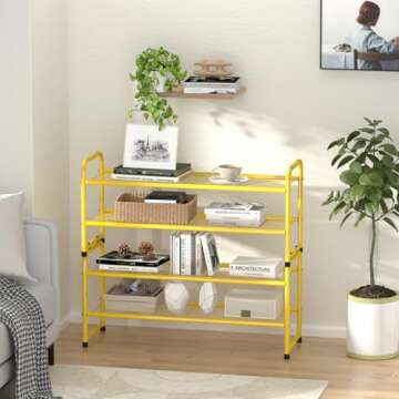 SUFAUY Shoes Rack Shelf for Closet Metal Stackable Shoe Storage Organizer, Wire Grid, 2-Tier, Gold