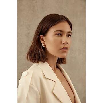 LILIE&WHITE Two Tone Hoop Earrings for Women C Shape Chunky Hoops Gold and Silver Earrings