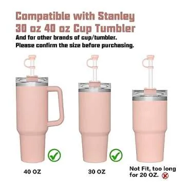 Replacement Straw Cover Spill Stopper Accessories for Stanley Cup 40 oz 30 oz Quencher, Tumbler Accessories of 6 Clear Straw with Cleaning Brush, 2 Silicone Cover Cap, 4 Leak Sproof Plug for Stanley
