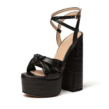 YODEKS Women's High Heels Sandals| Chunky Heel Platform Pumps| Peep Toe Ankle Strap Fashion Animal P...