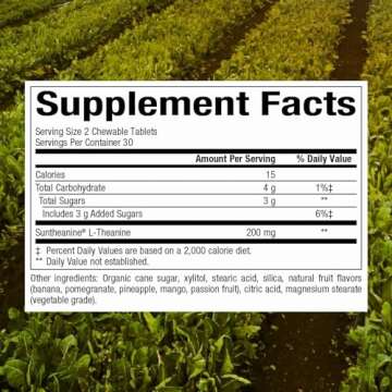Stress-Relax Chewable Suntheanine L-Theanine 100 mg by Natural Factors, Non-Drowsy Stress Support fo...