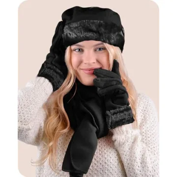 Women's Warm Fleece Hat Scarf and Glove Set - Chic Winter Gift