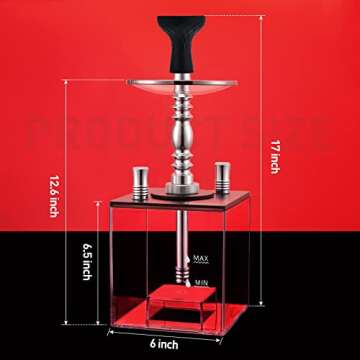 Hookah Set with Everything - Kitosun Updated Cube Modern Shisha include Vulcan HMD Silicone Phunnel Bowl Silk Pipe Coal Tongs Remote LED Light for Great Smoking | Easy Cleaning Easy Inhale 2 Hoses