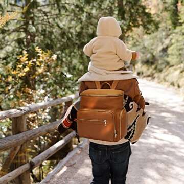 Ezgnuk Leather Diaper Bag Backpack, Travel Back Pack,Large Capacity Maternity Baby Nappy Organizer with USB Charging Port… (Brown)
