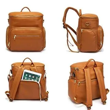 Ezgnuk Leather Diaper Bag Backpack - Stylish & Spacious