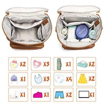 Ezgnuk Leather Diaper Bag Backpack - Stylish & Spacious