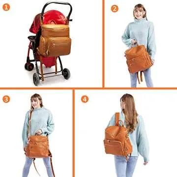 Ezgnuk Leather Diaper Bag Backpack - Stylish & Spacious