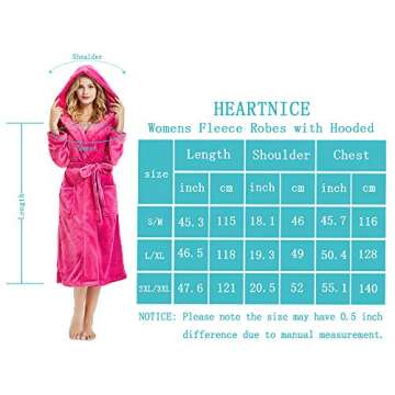 HEARTNICE Womens Hooded Fleece Robe for Cozy Comfort