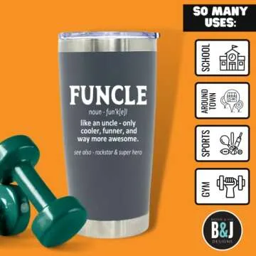 Stainless Steel Vacuum Insulated Tumbler for Uncles – Large Travel Coffee Cup – Funny Uncle Gifts – Durable Double-Wall Travel Mug for Hot & Cold Drinks