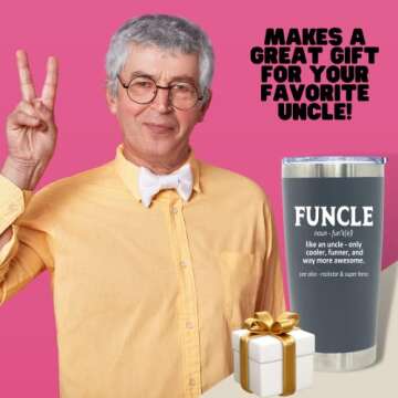 Stainless Steel Vacuum Insulated Tumbler for Uncles – Large Travel Coffee Cup – Funny Uncle Gifts – Durable Double-Wall Travel Mug for Hot & Cold Drinks