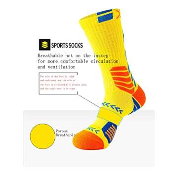 YWSLRC 5 Pairs Men's Athletic Crew Socks Performance Thick Cushioned Sport Basketball Running Traini...