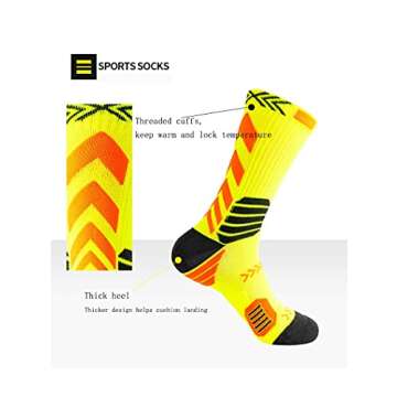 YWSLRC 5 Pairs Men's Athletic Crew Socks Performance Thick Cushioned Sport Basketball Running Training Compression Sock (US, Alpha, One Size, Multicolor)
