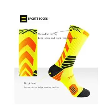 YWSLRC 5 Pairs Men's Athletic Crew Socks Performance Thick Cushioned Sport Basketball Running Training Compression Sock (US, Alpha, One Size, Multicolor)