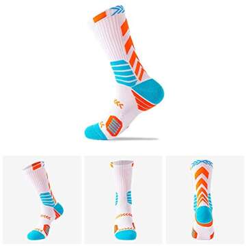 YWSLRC 5 Pairs Men's Athletic Crew Socks Performance Thick Cushioned Sport Basketball Running Training Compression Sock (US, Alpha, One Size, Multicolor)