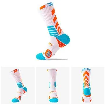 YWSLRC 5 Pairs Men's Athletic Crew Socks Performance Thick Cushioned Sport Basketball Running Training Compression Sock (US, Alpha, One Size, Multicolor)