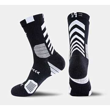 YWSLRC 5 Pairs Men's Athletic Crew Socks Performance Thick Cushioned Sport Basketball Running Training Compression Sock (US, Alpha, One Size, Multicolor)