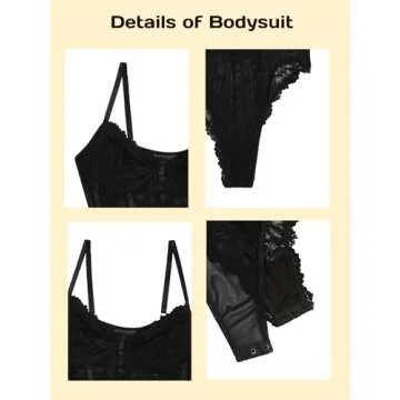 Milumia Women's Sexy Floral Lace Sheer Mesh Corset Bodysuit Spaghetti Strap Cami Tops Going Out