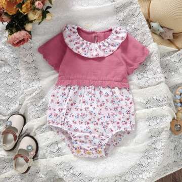 mimixiong Baby Romper, Girls Knitted Ruffle One Piece Short Sleeve Outfits