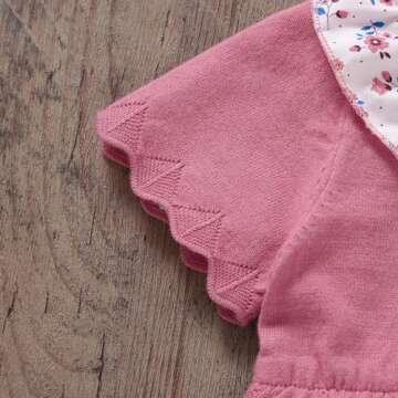 mimixiong Baby Romper, Girls Knitted Ruffle One Piece Short Sleeve Outfits