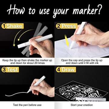 AKARUED White Acrylic Paint Markers - 8-Pack for Creative Art