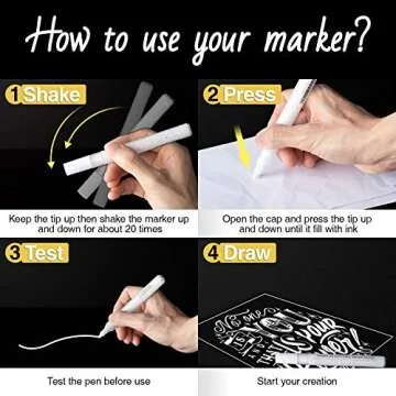 AKARUED White Acrylic Paint Markers - 8-Pack for Creative Art