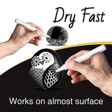 AKARUED White Acrylic Paint Markers - 8-Pack for Creative Art